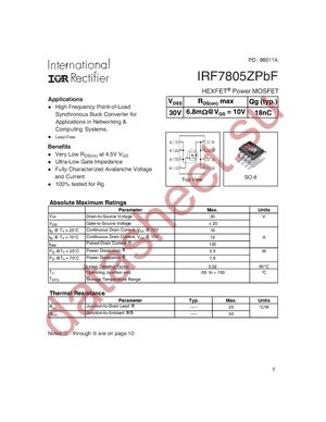 IRF7805ZTRPBF datasheet  